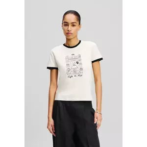Karl Lagerfeld tricou din bumbac femei, culoarea bej, A2W17087 imagine