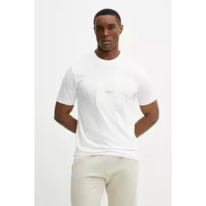 BOSS Green tricou din bumbac bărbați, culoarea alb, cu imprimeu, 50538096 imagine