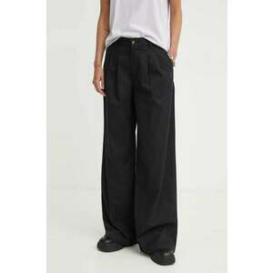 Levi's pantaloni PLEATED WIDELEG femei, culoarea negru, lat, high waist imagine