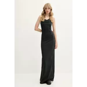 MM6 Maison Margiela rochie din bumbac culoarea negru, maxi, mulată, S62DG0048 imagine