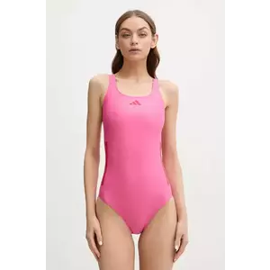 adidas Performance costum de baie dintr-o bucată 3 Srtipes culoarea roz, cupa moale, JP0139 imagine