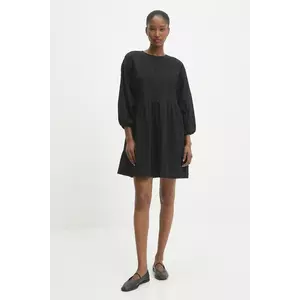 Answear Lab rochie din bumbac culoarea negru, mini, evazată imagine