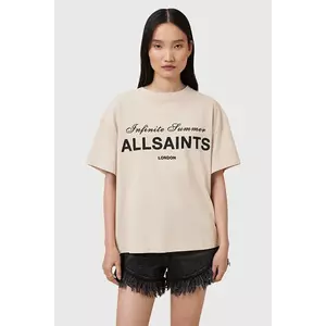 AllSaints tricou din bumbac AVRI culoarea bej, W095JC imagine