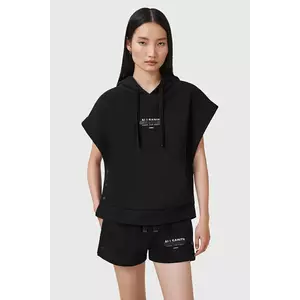 AllSaints bluză SORRI culoarea negru, cu glugă, cu imprimeu, W093JC imagine