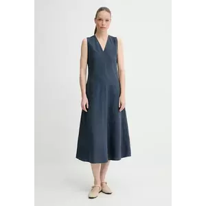 Marc O'Polo rochie din in culoarea bleumarin, midi, evazată, M04032421167 imagine