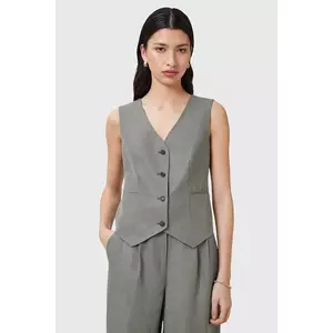 AllSaints vestă AVERIE culoarea gri, un singur rand de nasturi, W044QC imagine