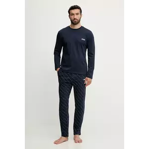 Fila compleu pijama culoarea bleumarin, cu imprimeu, FPS1215 imagine