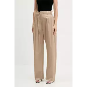 MM6 Maison Margiela pantaloni de bumbac culoarea bej, lat, high waist, S52KA0534.M35368 imagine
