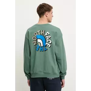 The North Face hanorac de bumbac Nuptse Oversized culoarea verde, uni, NF0A8C3UHCH1 imagine