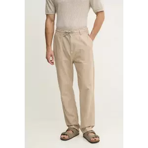 Pepe Jeans pantaloni din amestec de in LINEN PULL ON PANTS bărbați, culoarea bej, cu fason chinos, PM211872 imagine
