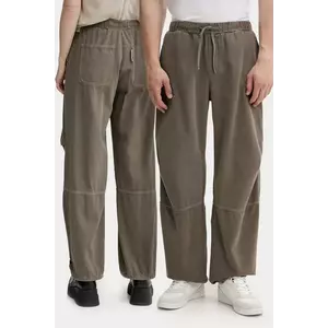 Won Hundred pantaloni de bumbac culoarea verde, lat, high waist, 3544-15154 imagine
