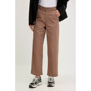 The North Face pantaloni de bumbac Cedar Canvas Work culoarea maro, drept, high waist, NF0A8B9D6IH1 imagine