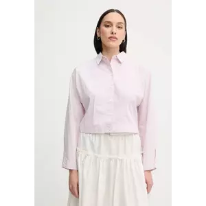 United Colors of Benetton cămașă din bumbac culoarea roz, cu guler clasic, relaxed, 59T7DQ0AS imagine