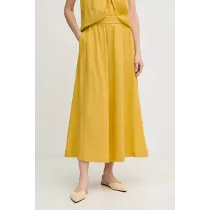 United Colors of Benetton fustă din in culoarea galben, midi, evazati, 4AGHD004L imagine
