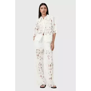 AllSaints pantaloni CHARLI culoarea alb, drept, high waist, W080TC imagine