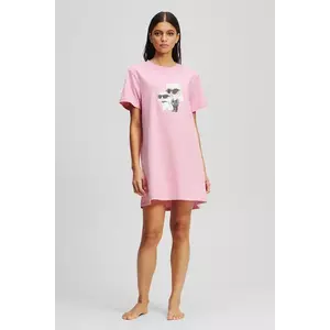 Karl Lagerfeld cămașă de noapte din bumbac culoarea roz, bumbac, A3W45007 imagine