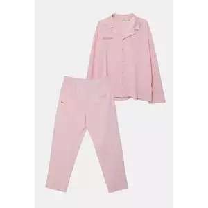 Pangaia pijamale de bumbac culoarea roz, bumbac, 10002462 imagine