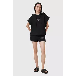 AllSaints pantaloni scurți din bumbac SORRI culoarea negru, cu imprimeu, high waist, W053TC imagine