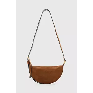 AllSaints geanta de mana din piele intoarsa HALFMOON culoarea maro, W334XC imagine