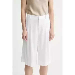 Gestuz pantaloni scurți din amestec de in culoarea alb, uni, high waist, 10910281 imagine
