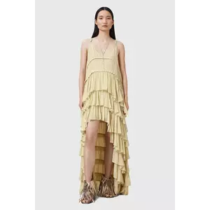 AllSaints rochie CAVARLY culoarea galben, maxi, evazată, W206DC imagine