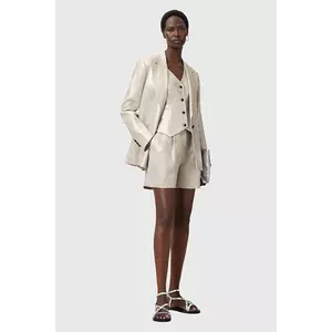 AllSaints pantaloni scurți din in AVERIE culoarea argintiu, uni, medium waist, W069QC imagine