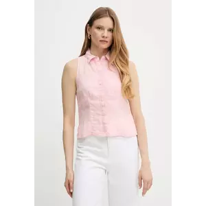 MAX&Co. cămașă de in culoarea roz, cu guler clasic, regular, 2516161025200 imagine