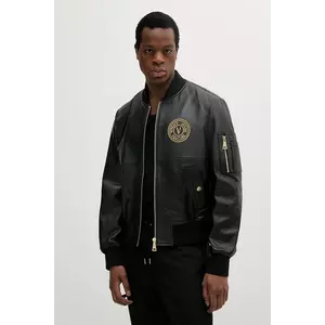Versace Jeans Couture geacă bomber de piele culoarea negru, de tranzitie, 78GAVP06 CPPS3 imagine
