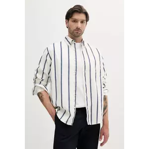 BOSS Orange cămașă din amestec de in culoarea alb, cu guler button-down, relaxed, 50538296 imagine