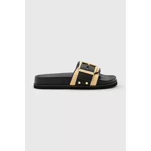 AllSaints papuci Ellie Raffia Slider culoarea negru, W003FD imagine