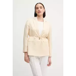 Sisley blazer din amestec de in culoarea bej, un singur rand de nasturi, uni, 2G1WLW031 imagine