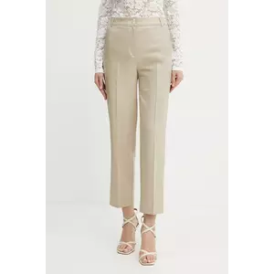 Morgan pantaloni PLUX.F culoarea bej, drept, high waist, PLUX.F imagine