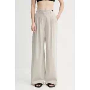 Alohas pantaloni de bumbac Meran culoarea bej, drept, high waist, R100925 imagine