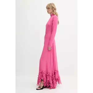 Rotate rochie culoarea roz, maxi, evazată, 113977504 imagine