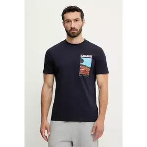 Napapijri tricou din bumbac S-Valdor culoarea bleumarin, cu imprimeu, NP0A4IE61761 imagine