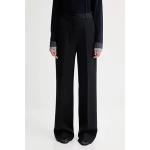Bally pantaloni de lână culoarea bleumarin, lat, high waist, WTR03W imagine