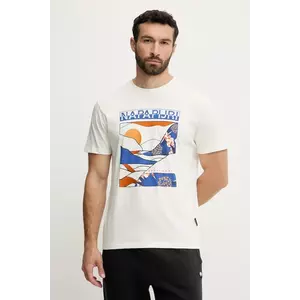 Napapijri tricou din bumbac S-Valdor culoarea alb, cu imprimeu, NP0A4IE62061 imagine