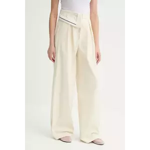 Alohas pantaloni Moca culoarea bej, lat, high waist, R100835 imagine