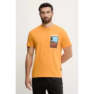Napapijri tricou din bumbac S-Valdor culoarea portocaliu, cu imprimeu, NP0A4IE6A701 imagine