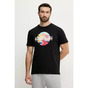 Napapijri tricou din bumbac S-Valdor culoarea negru, cu imprimeu, NP0A4IE69411 imagine