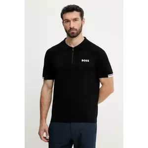 BOSS Green tricou polo culoarea negru, uni, 50537146 imagine