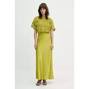 Never Fully Dressed rochie din amestec de lână culoarea verde, maxi, dreaptă, NFDDR2124 imagine