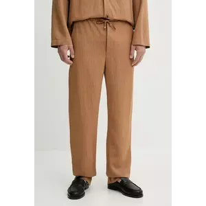 Nanushka pantaloni DEMIS culoarea maro, drept, NM25SSPA11675 imagine