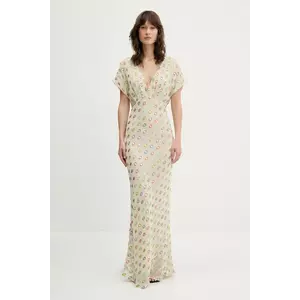 Never Fully Dressed rochie culoarea bej, maxi, dreaptă, NFDDR2089 imagine