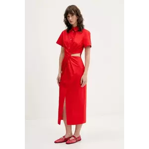 MSGM rochie din bumbac culoarea roșu, midi, dreaptă, 3842MDA30X.257315 imagine