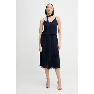 Sandro Ferrone rochie culoarea bleumarin, midi, evazată, S18XBERYKER imagine