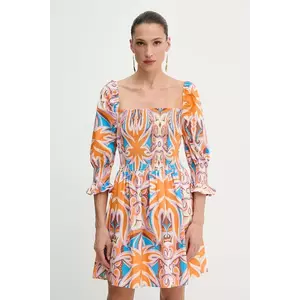 Silvian Heach rochie din bumbac KOUSSI culoarea portocaliu, mini, evazată, CVP25032VE imagine
