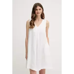 United Colors of Benetton rochie din in culoarea alb, mini, evazată, 4AGHDV0AX imagine