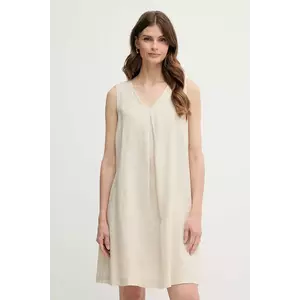 United Colors of Benetton rochie din in culoarea bej, mini, evazată, 4AGHDV0AX imagine