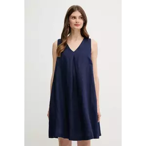 United Colors of Benetton rochie din in culoarea bleumarin, mini, evazată, 4AGHDV0AX imagine